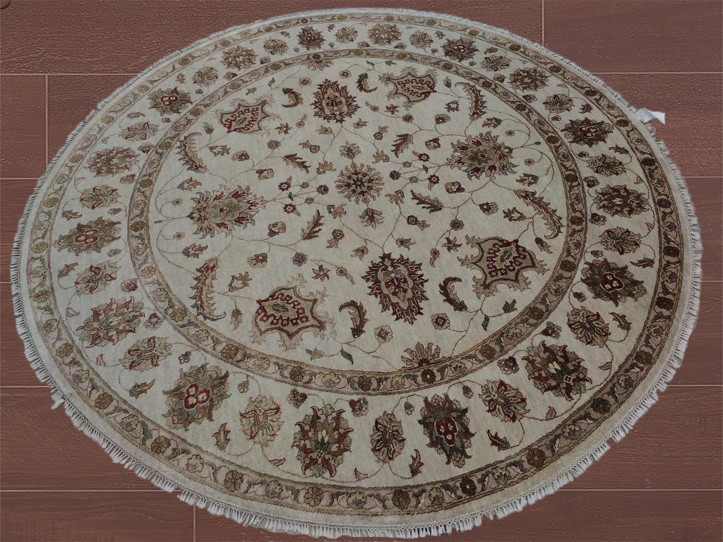 8'1"X8'00" Indo-Oushak Handmade Round Area Rug – 8'1" × 8'
